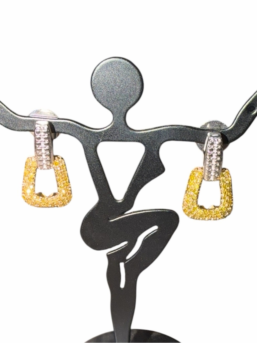 New Levian 925 Silver 3/4CTTW Fancy Yellow Natural Diamond Gold Overlay Earrings